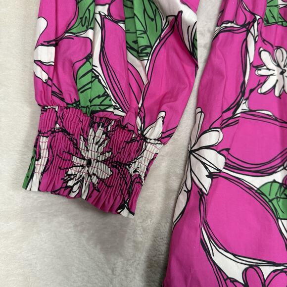 Flora Bea NYC Tinsley Long Sleeve Shirt Dress Mini Pink Floral Women's Size XL - Picture 3 of 11